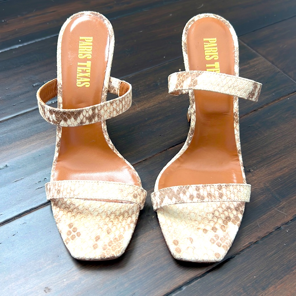 Paris Texas Python-Embossed Leather Mule
